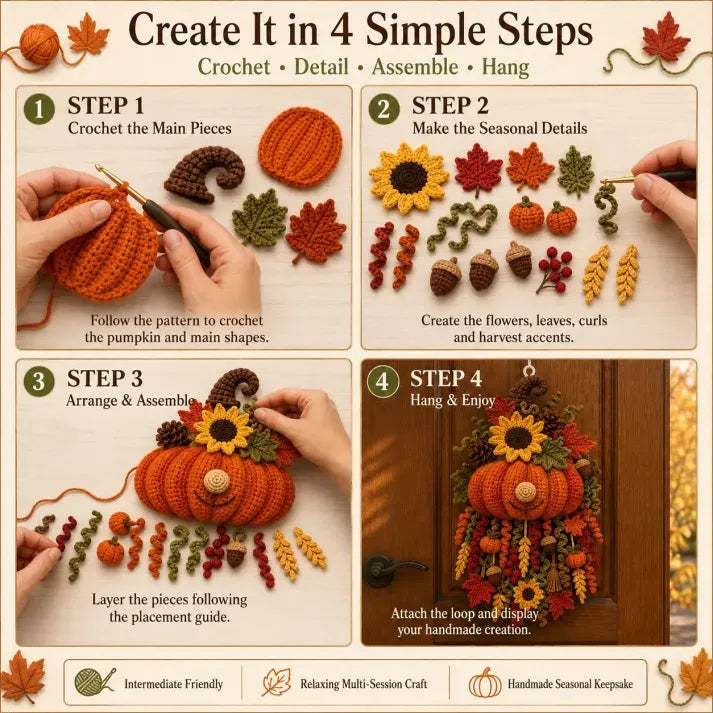 🧶 DIY Seasonal 3D Crochet Door Hanger Kit – Complete Yarn, Accessories & Step-by-Step Instructions