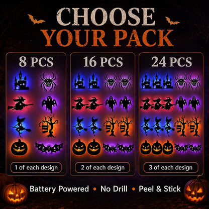 🎃 Light Up Your Halloween with Spooky LED Silhouette Wall Stickers! 👻