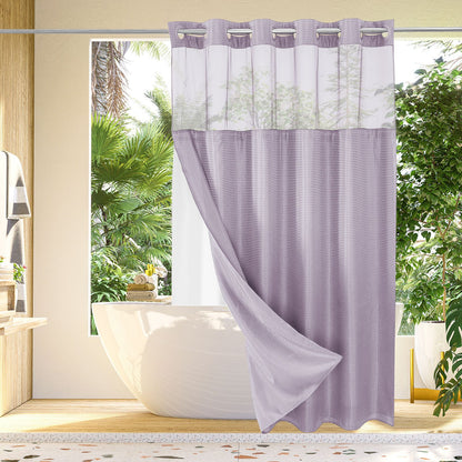 No Hook Shower Curtain with Snap in Liner