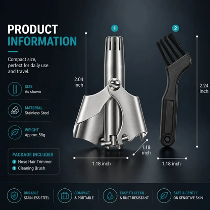💥Buy 1 get 1 free 🔥Manual Nose Hair Trimmer – Stainless Steel 360° Trimmer, Waterproof & No Battery Required