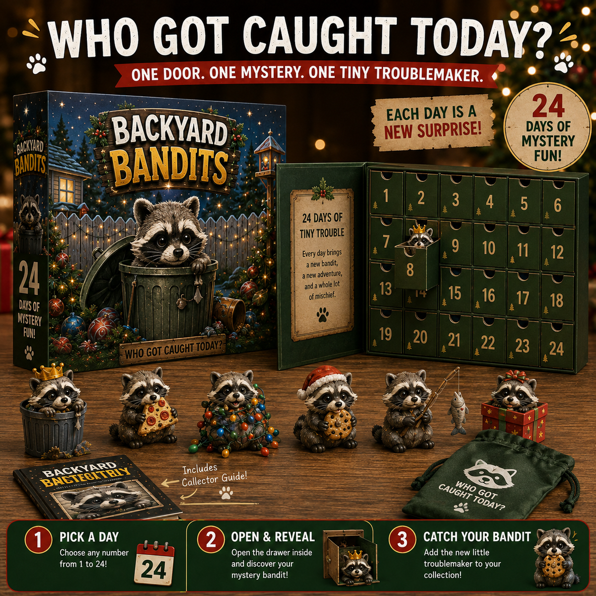 🔥Last Day 50% OFF🦝 Backyard Bandits Advent Calendar – 24 Days of Tiny Trouble