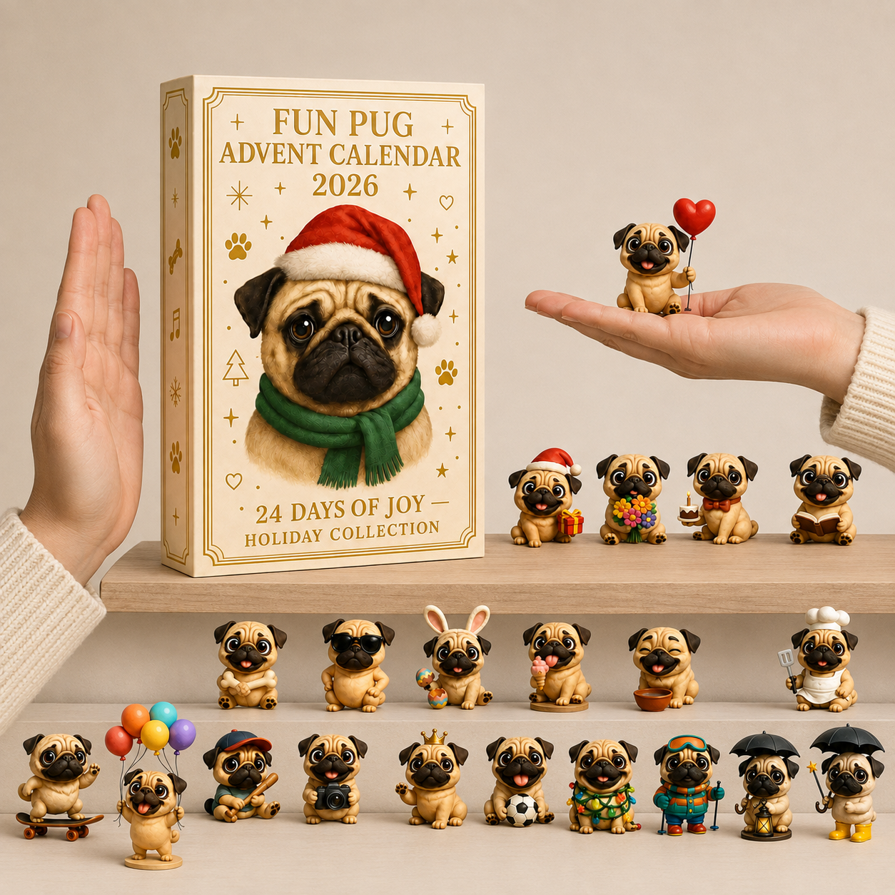 🔥Last Day 50% OFF 🎄🐾2026 Fun Pug Advent Calendar🎄🐶