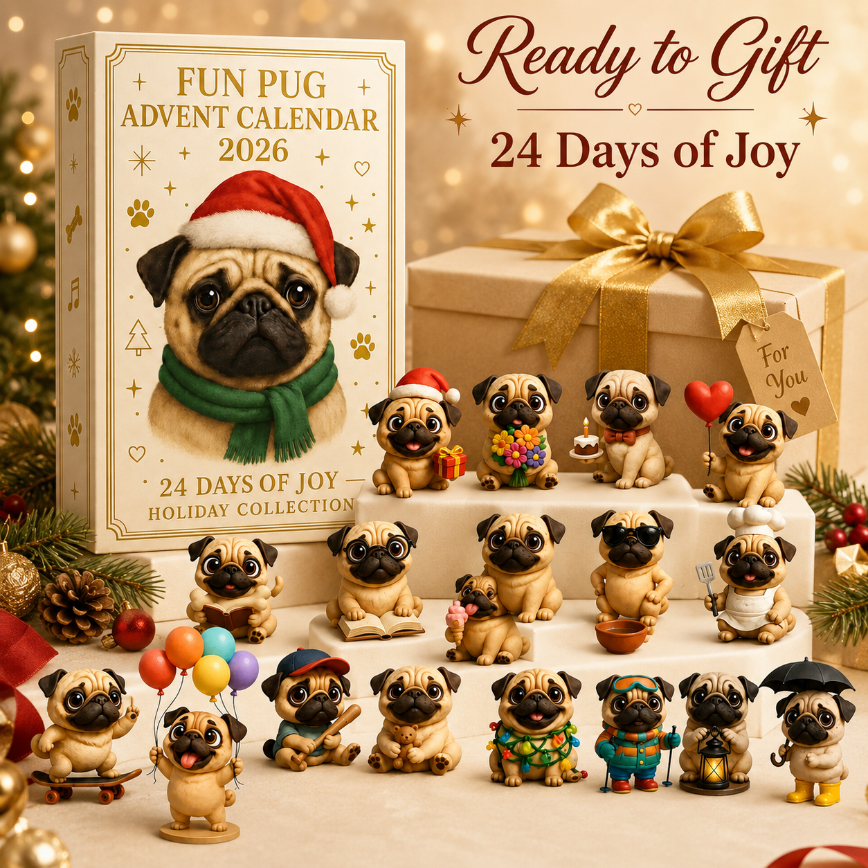 🔥Last Day 50% OFF 🎄🐾2026 Fun Pug Advent Calendar🎄🐶