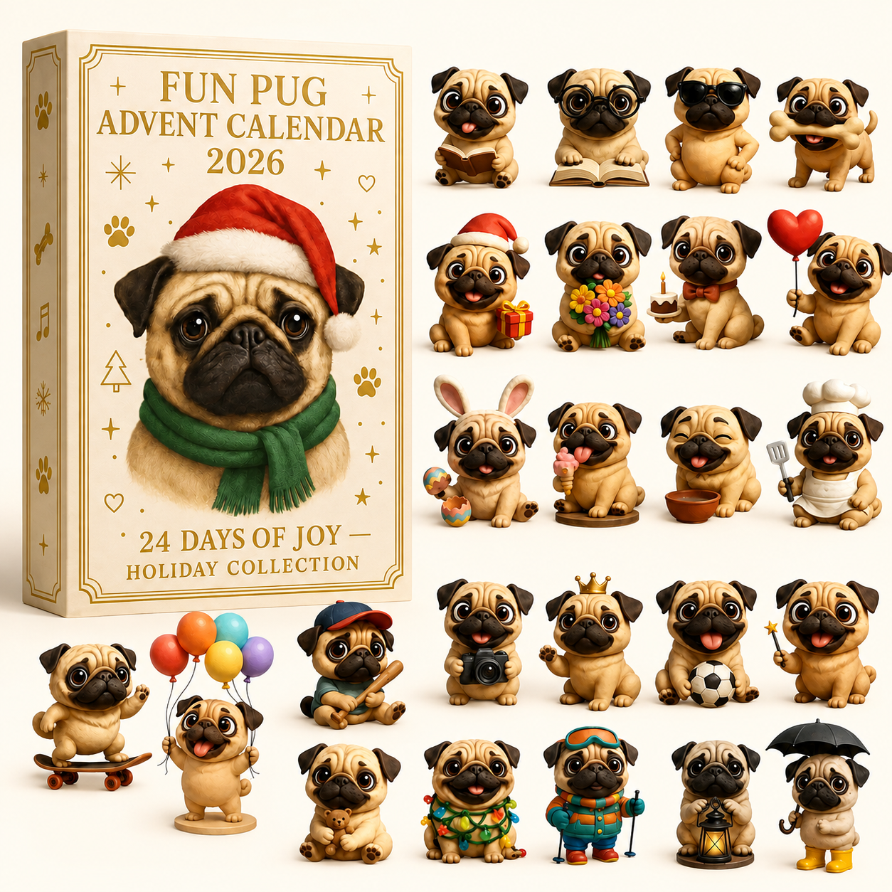 🔥Last Day 50% OFF 🎄🐾2026 Fun Pug Advent Calendar🎄🐶