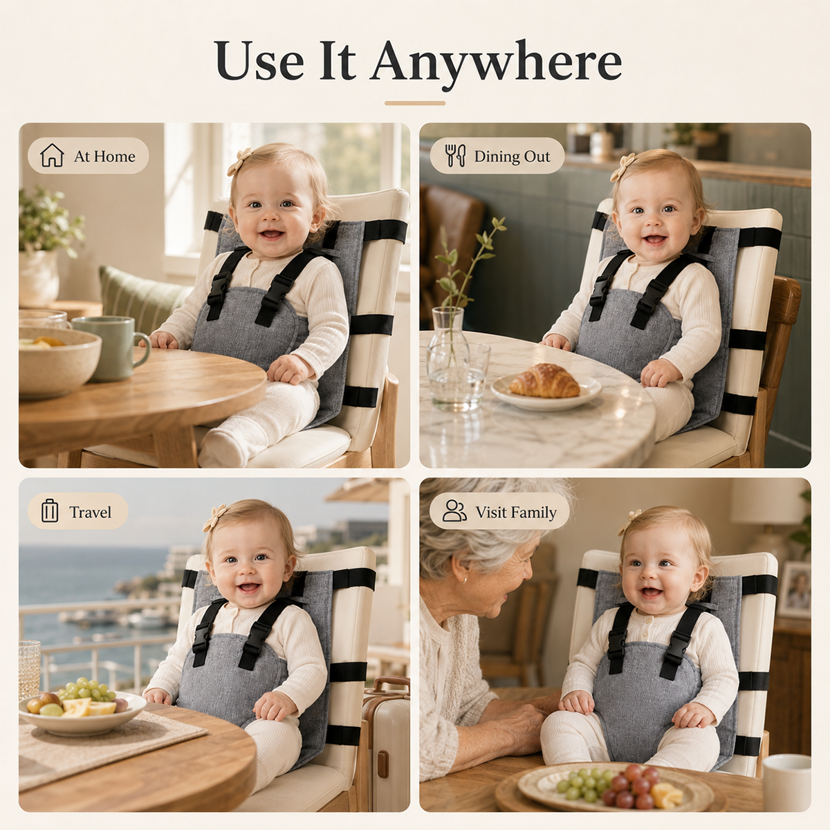 Portable Baby Seat Harness for Dining Chairs