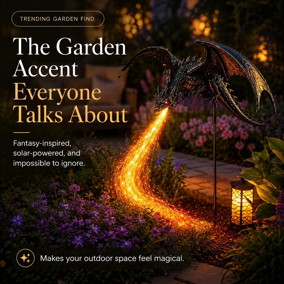 🔥 Fire-Breathing Dragon Solar Garden Light – Epic Fantasy Outdoor Decor