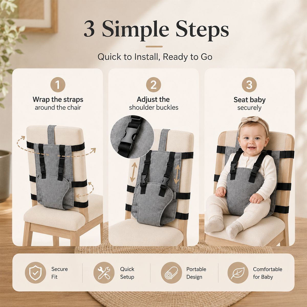 Portable Baby Seat Harness for Dining Chairs