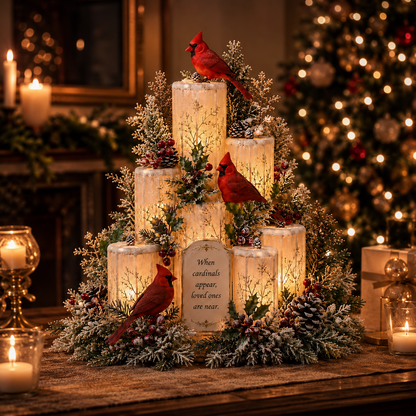 Lighted Cardinal Christmas Memorial – Heartfelt Remembrance Centerpiece for Loved Ones