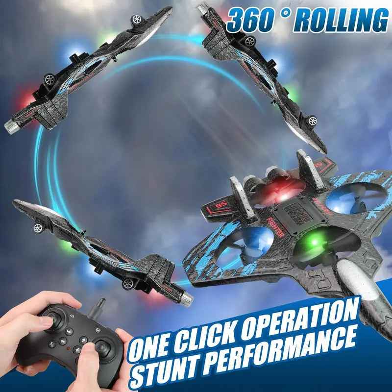 ✈️ 360° Stunt RC Drone Fighter: Flip, Glow & Fly Anywhere