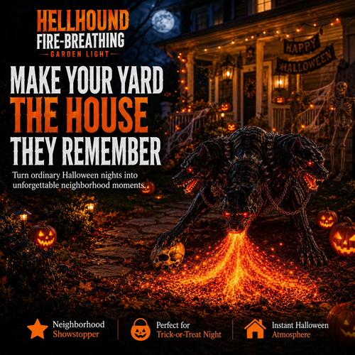 🎃 3-Headed Hellhound Halloween Light | Spooky Outdoor Yard Decoration