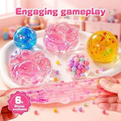 Kawaii DIY Cat Paw Squishy Kit, Make Your Own Mochi Squishy Stress Relief Fidget Toy, ASMR Sensory Craft Kit for Kids, Birthday Holiday Gift