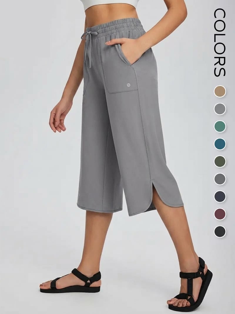 🔥Limited Time 49% Off✨👖 Women's Wide Leg Yoga Capris – High Waisted with Pockets☀️