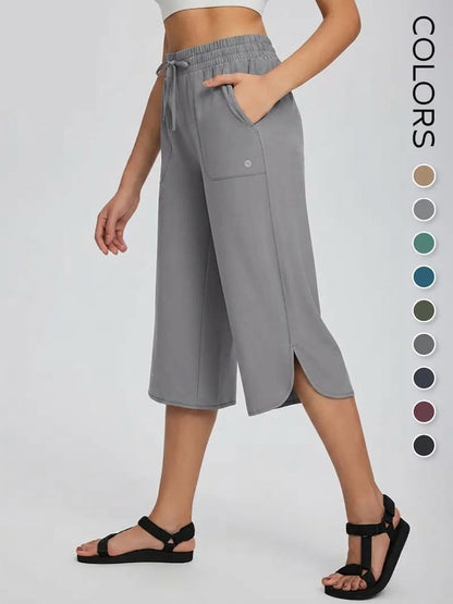 🔥Limited Time 49% Off✨👖 Women's Wide Leg Yoga Capris – High Waisted with Pockets☀️