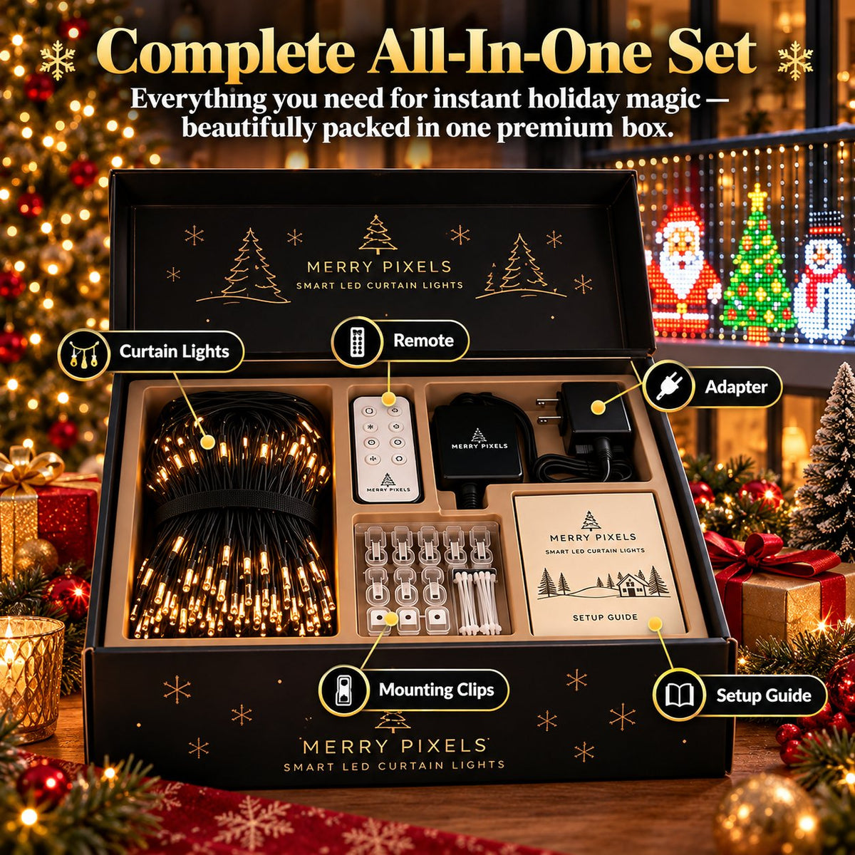 Animated Christmas LED Light Curtain | Custom App Designs & Remote Control