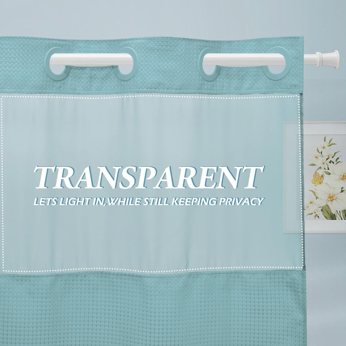 No Hook Shower Curtain with Snap in Liner