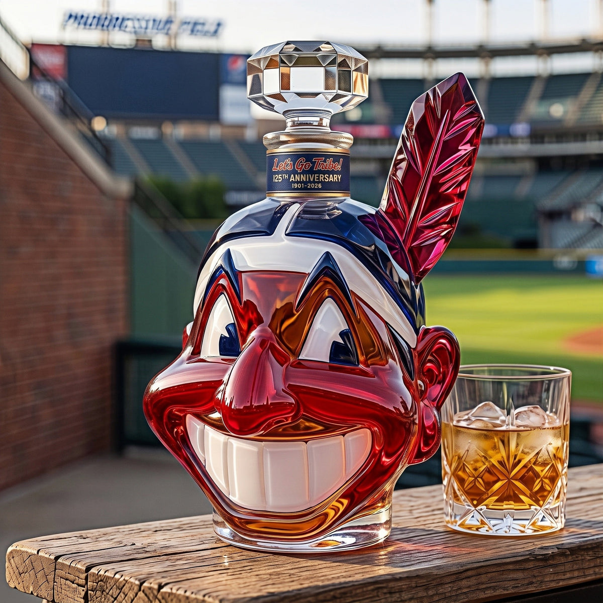 🏆 125th Anniversary Chief Wahoo Collectible Bottle – “Let’s Go Tribe!” Limited Edition Sports Memorabilia