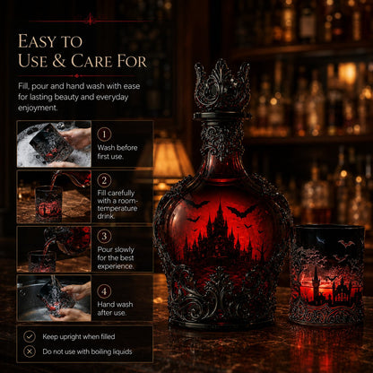 🔥New Arrival Limited Time Offer🦇🍺Gothic Vampire Castle Whisky Decanter & Tumbler