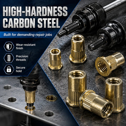 🔥 Best Seller | Heavy-Duty Carbon Steel Rivet Nut Kit – Create Strong Threads in Any Metal
