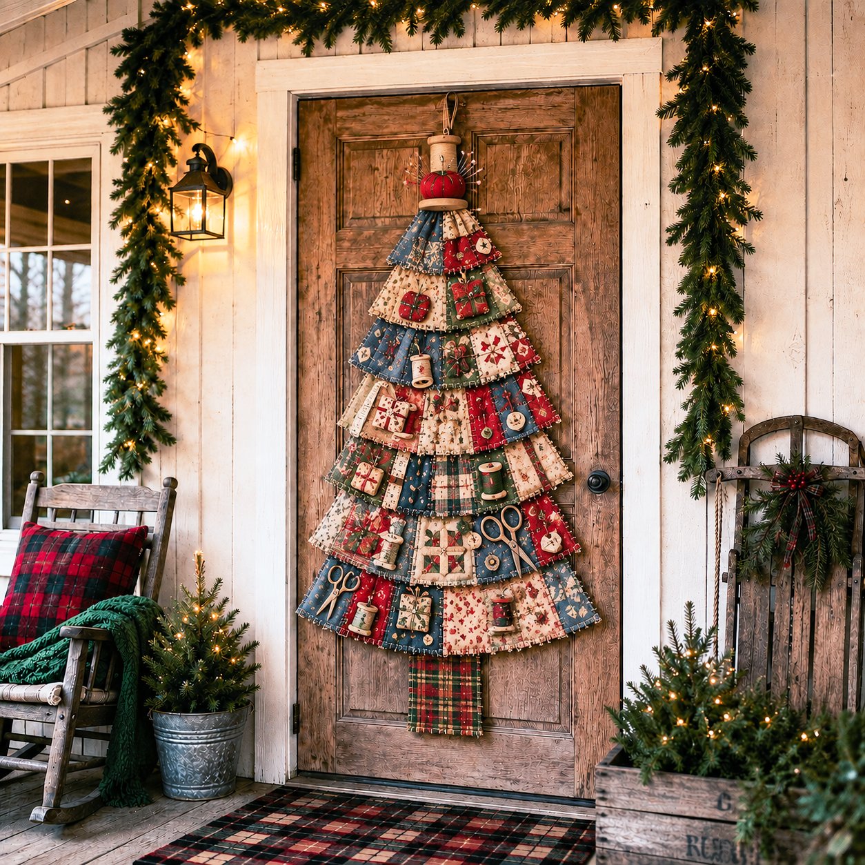 🎄 DIY Oversized Patchwork Christmas Tree Door Hanging Kit – Beginner-Friendly, Complete Craft Kit with Step-by-Step Guide ✨