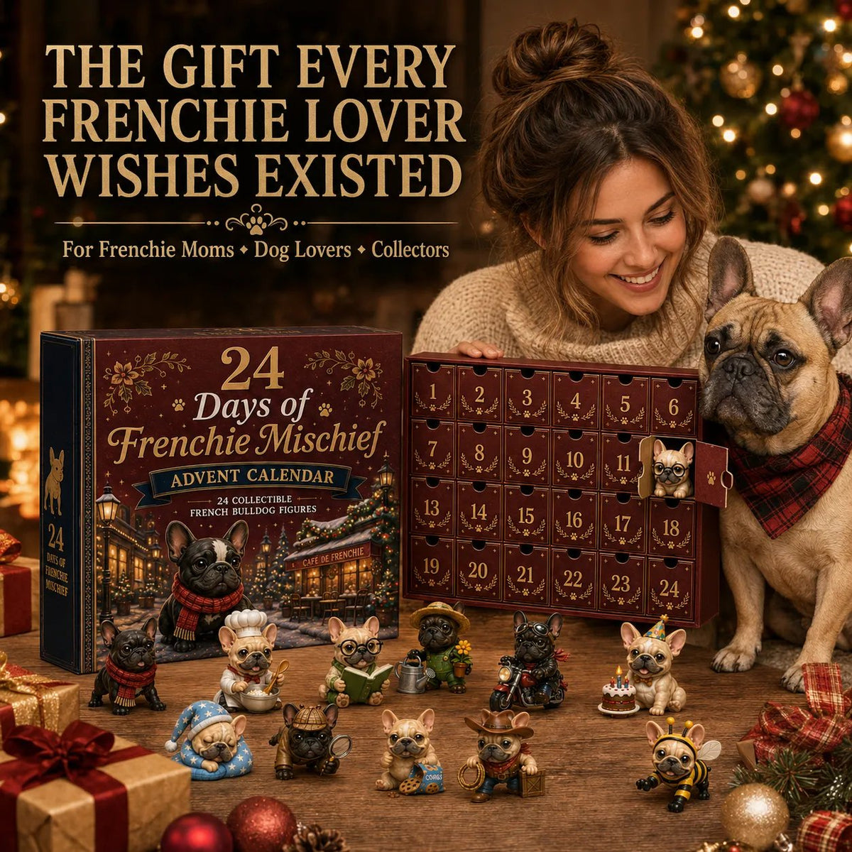🐶 24-Day French Bulldog Christmas Advent Calendar-24 Unique Collectible Frenchie Characters with Different Outfits🎄✨