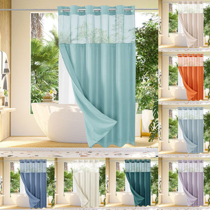 No Hook Shower Curtain with Snap in Liner