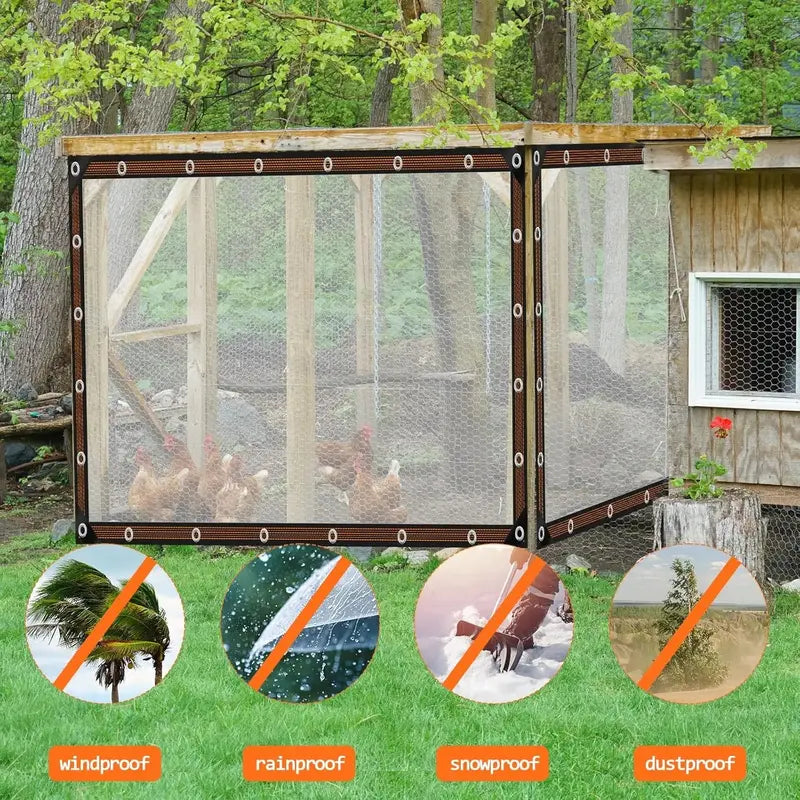 🛡️ 10×13 FT Clear Waterproof PE Tarp – Heavy-Duty Transparent Outdoor Cover with Metal Grommets
