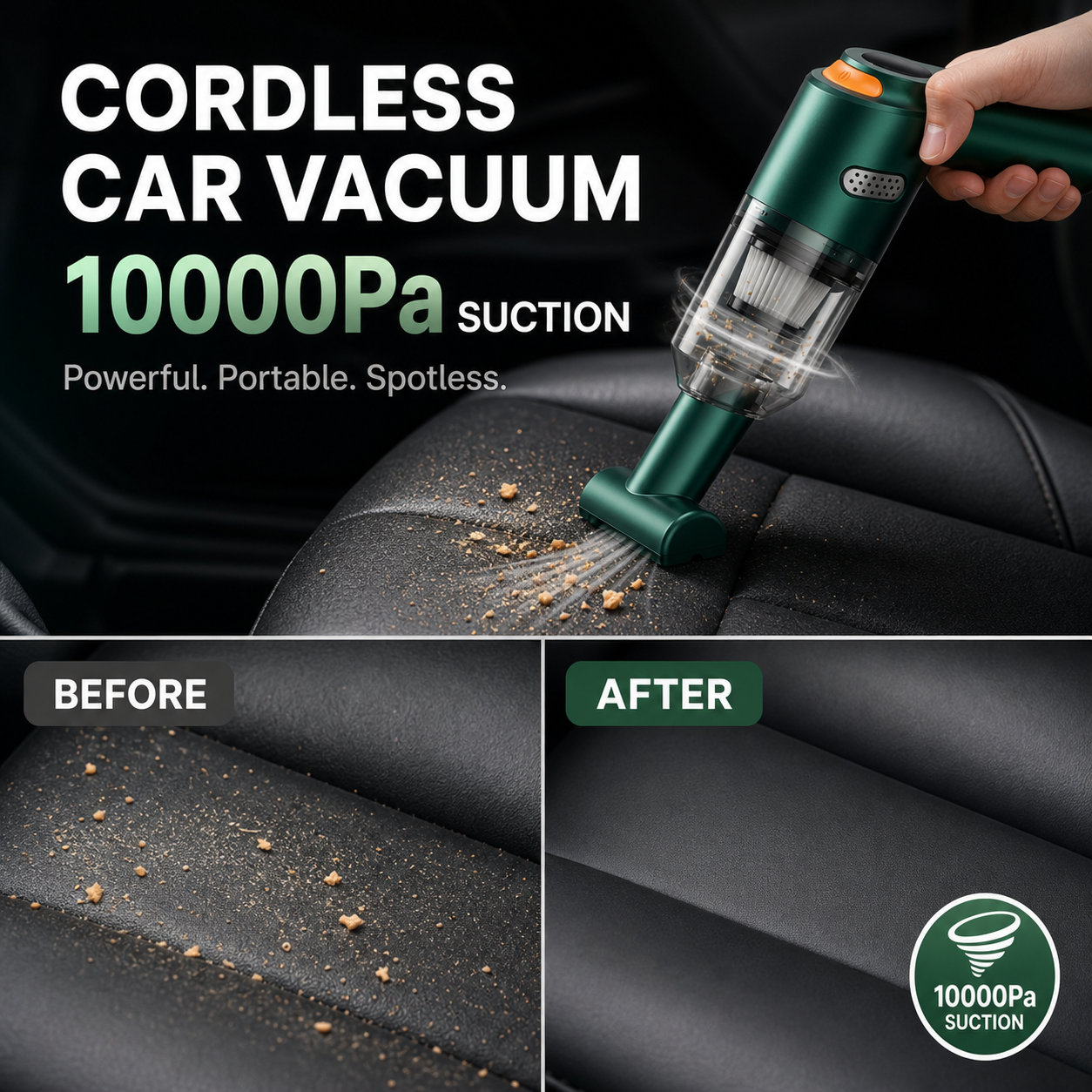 🧹 Cordless Car Vacuum – 10000Pa Suction, 4000mAh Long-Lasting Battery – Over 142K Sold! 🚗