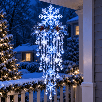 ❄️Crystal Cascade Christmas Light – Hanging Snowflake & Crystal LED Porch Décor ✨