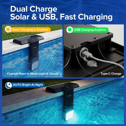 SANSI Solar Pool Light – 20 RGB Colors, IP68 Waterproof, Magnetic Mount