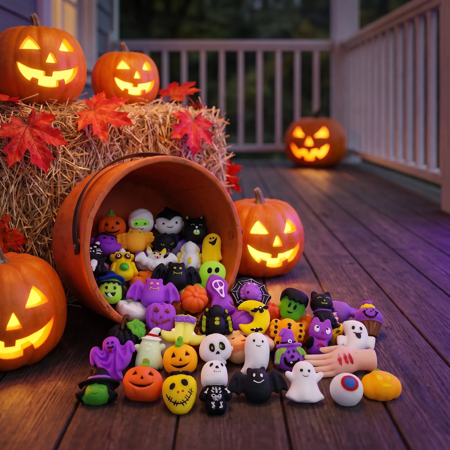 🎃 100PCS Halloween Mochi Squishy Toys – Cute Sensory Party Favors & Goodie Bag Fillers✨
