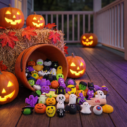 🎃 100PCS Halloween Mochi Squishy Toys – Cute Sensory Party Favors & Goodie Bag Fillers✨