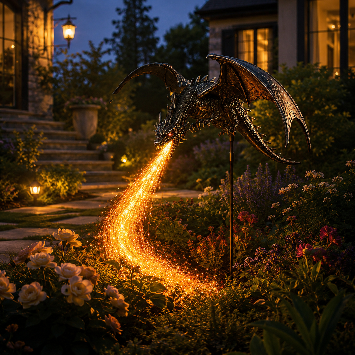 🔥 Fire-Breathing Dragon Solar Garden Light – Epic Fantasy Outdoor Decor