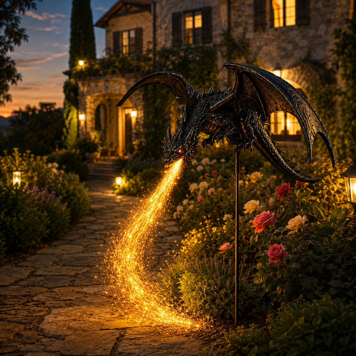 🔥 Fire-Breathing Dragon Solar Garden Light – Epic Fantasy Outdoor Decor