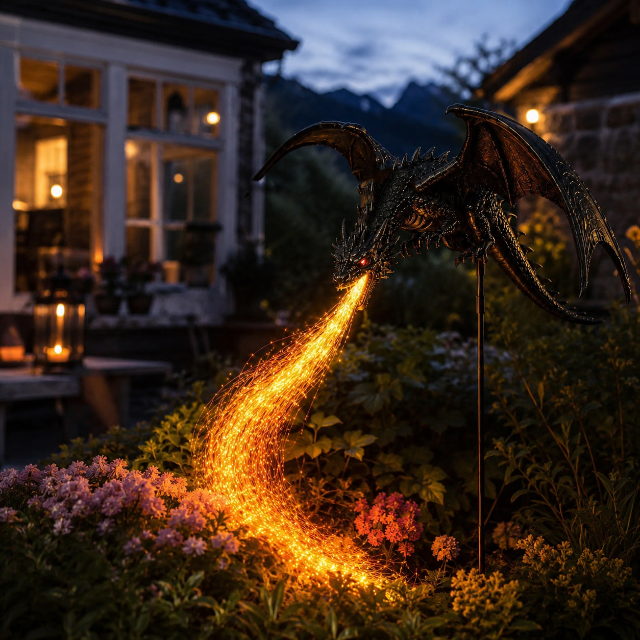 🔥 Fire-Breathing Dragon Solar Garden Light – Epic Fantasy Outdoor Decor