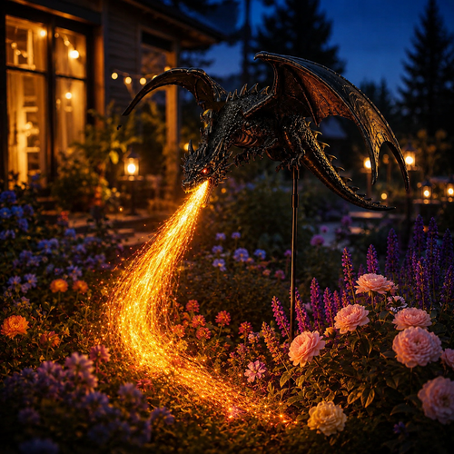 🔥 Fire-Breathing Dragon Solar Garden Light – Epic Fantasy Outdoor Decor