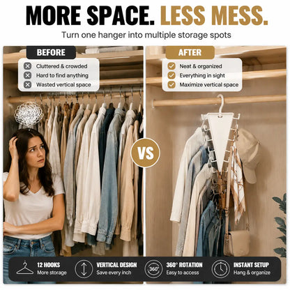 🧥 12-Hook Vertical Closet Organizer – Space-Saving Clothes & Accessories Hanger