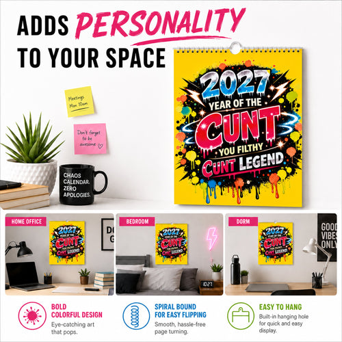 💥New Arrival Limited Time Offer🎁2027 Year of the Cunt Wall Calendar – Bold Graffiti Humor Calendar📆🌟