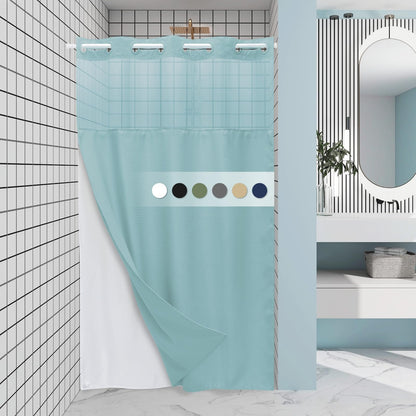 No Hook Shower Curtain with Snap in Liner