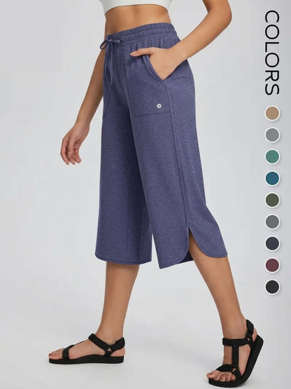🔥Limited Time 49% Off✨👖 Women's Wide Leg Yoga Capris – High Waisted with Pockets☀️