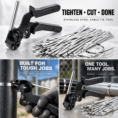 🔥Stainless Steel Cable Tie Gun with Metal Zip Ties