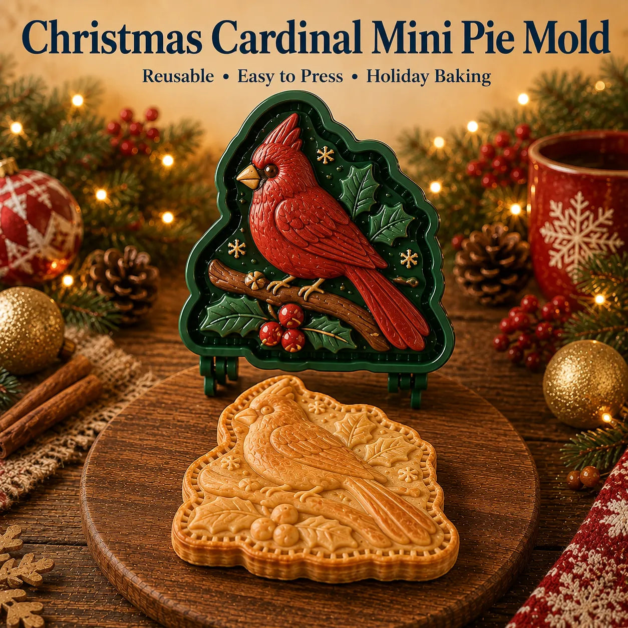 ⏳ Last Day 50% OFF – 🎄16-Design Christmas Mini Pie Mold Collection | Reusable Embossed Molds for Shaping Detailed Santa, Snowman, Reindeer, Tree & Holiday Pies 🥧✨