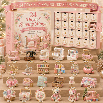 ⏳ Last Day 70% OFF – 🧵24 Days Of Sewing Magic Advent Calendar | 24 Sewing-Inspired Miniatures for Craft Lovers, Quilters & Handmade Enthusiasts 🎁