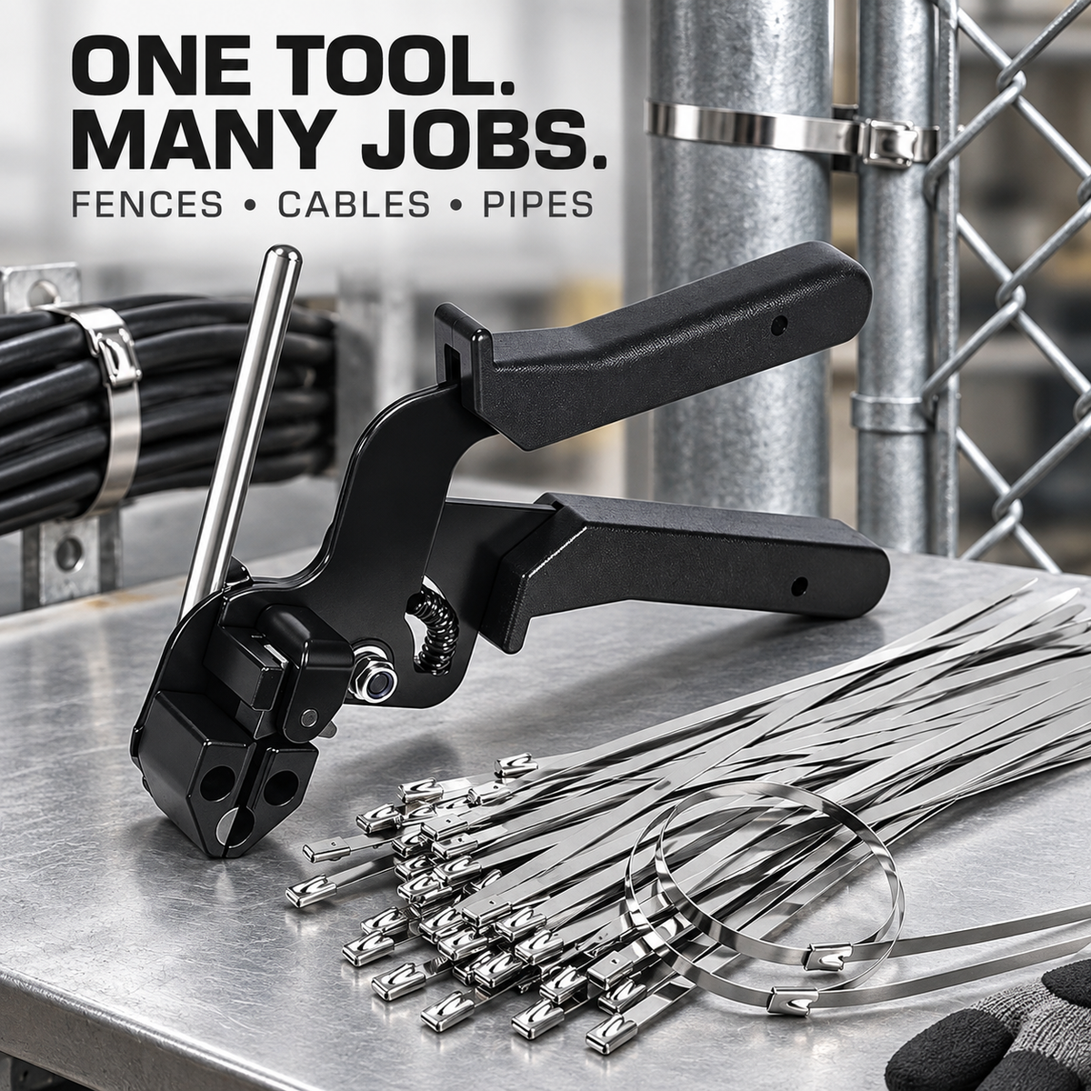 🔥Stainless Steel Cable Tie Gun with Metal Zip Ties