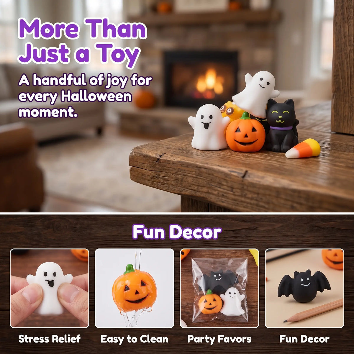 🎃 100PCS Halloween Mochi Squishy Toys – Cute Sensory Party Favors & Goodie Bag Fillers✨