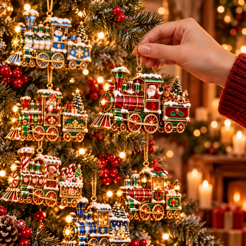 Christmas Magic Express – 6-Piece Vintage Christmas Train Ornament Collection | Santa, Snowman, Nutcracker & More