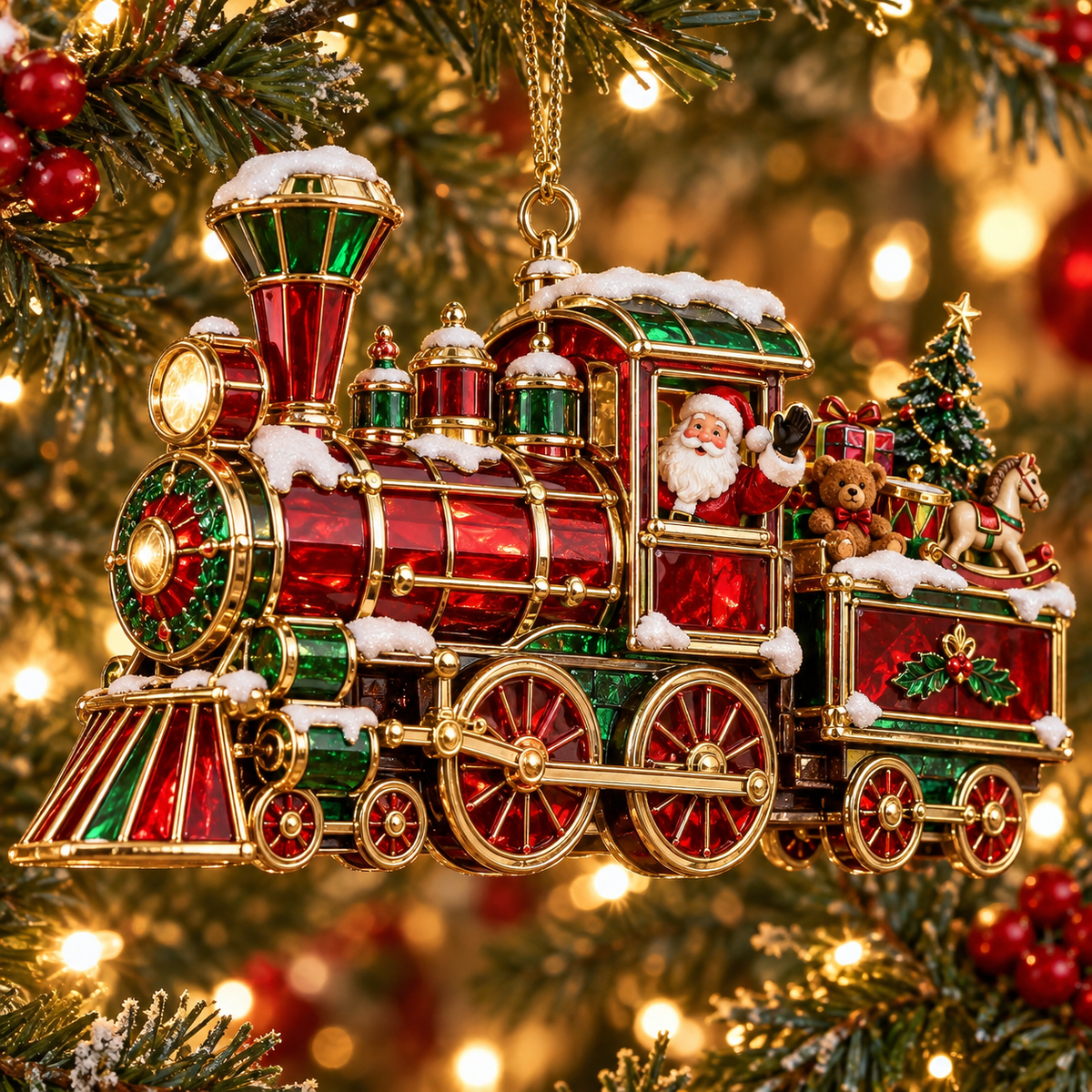 Christmas Magic Express – 6-Piece Vintage Christmas Train Ornament Collection | Santa, Snowman, Nutcracker & More