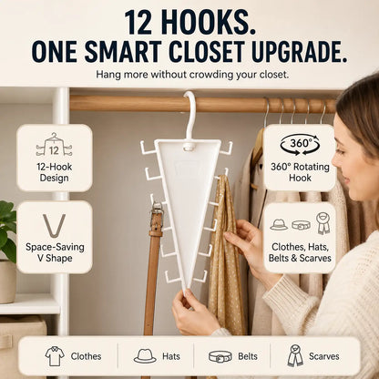 🧥 12-Hook Vertical Closet Organizer – Space-Saving Clothes & Accessories Hanger