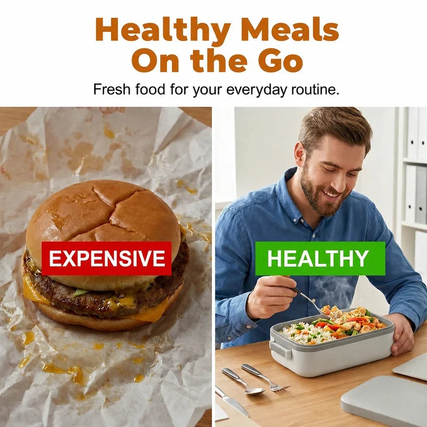 🍱 Self-Heating Electric Lunch Box – 1L Rechargeable Food Warmer, Leak-Proof & Portable