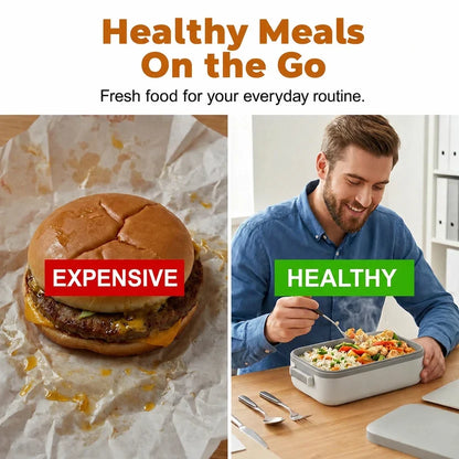 🍱 Self-Heating Electric Lunch Box – 1L Rechargeable Food Warmer, Leak-Proof & Portable