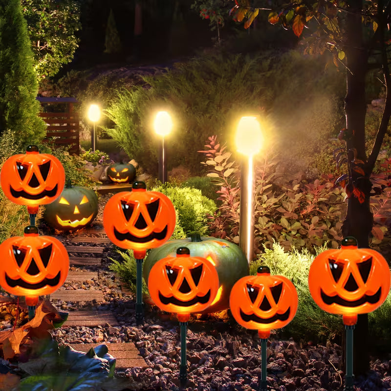 5-Pack Solar Pumpkin Pathway Lights – Halloween Outdoor Yard Decor 🎃